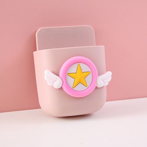 Pinkfarbene, große Stern-Wandaufbewahrungsbox mit Flügeln, Handyaufbewahrungsbox, Wohnaccessoire
