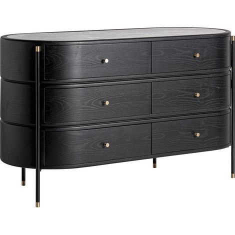 Commode contemporaine noire en bois mdf finition naturelle - Noir finition bois naturel (1/5)