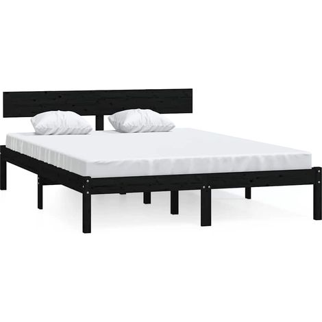 Maison Exclusive - Massivholzbett Schwarz 120x190 cm (1/5)