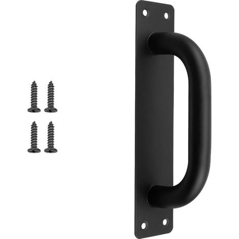 2 pcs Poignées de Porte Coulissante, Poignées Traction de Porte Armoire Acier Inox avec Plaques pour Grange, Porte en Bois, Jardin Extérieure - 200x45 mm (noir) (1/4)
