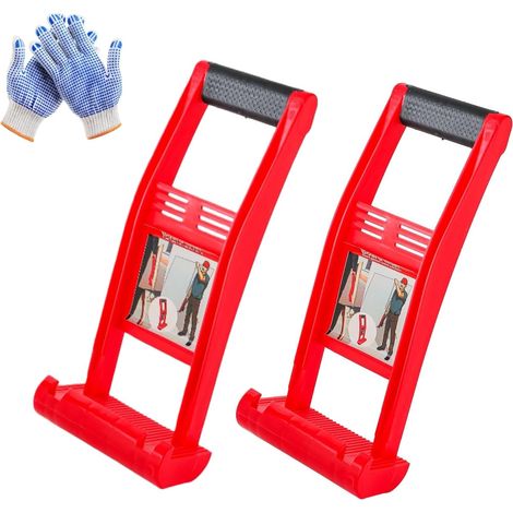 Lot de 2 supports de plaque en ABS avec poignée antidérapante - Capacité de charge de 80 kg - Pour plaques de plâtre, contreplaqué, panneaux de particules, MDF et verre - Idéal pour cloisons sèches (1/5)