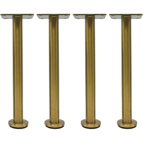 Verstellbare 25 cm lange Sofabeine aus Edelstahl, Metall-Schrankbeine mit schwarzer Halterung, 4er-Set Möbelbeine