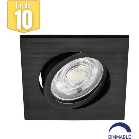 Lot de 10 spots LED encastrables 3en1 carré noir 7W IP20 Dimmable (1/5)