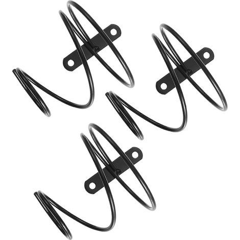 Set aus 3 schmiedeeisernen Wandweinregalen im Spiraldesign zur Aufbewahrung von Rotweinflaschen. – 10,50 x 8,20 x 8,20 cm – Schwarz (1/3)