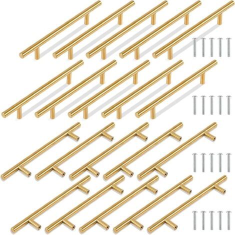 Poignées pour Meuble - Poignée Dorée Cuisine - 20 pcs Poignée Laiton 128mm Poignée Tiroir en Acier Inoxydable avec Installation Facile et Construction Durable (1/4)
