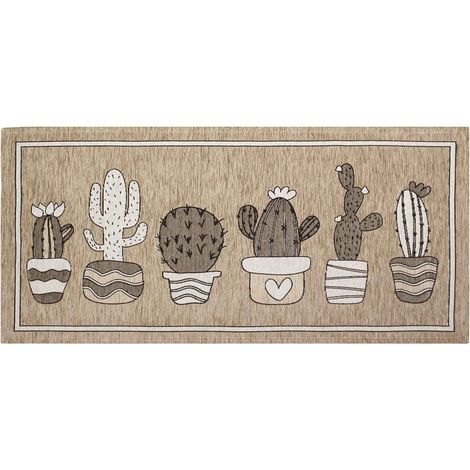 Tappeto Cucina In Ciniglia Arredo Moderno Passatoia Multiuso Ingresso Corridoio Antiscivolo Prodotto Italiano Disegni Piazzati Cotone Varie Misure Lavabile In Lavatrice Lavatrice Cactus Visone - 57x11