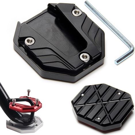 Support Béquille Moto, Bequille Moto Élargissement du Pied Plaque de Béquille Plaque Extension de Béquille Coussin Support de Plaque Extension de Béquille Latérale Moto (1/5)