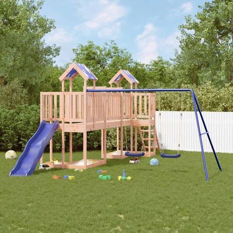 Aire de jeux extérieure : Aire de jeux d'extérieur bois de pin massif jeu extérieur enfant, aire de jeu jardin, balançoire enfant , pour jardin, usage domestique , enfant 3-8 ans (1/5)