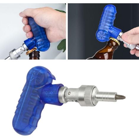 Tournevis à Cliquet Multifonction 10 en 1 avec Ouvre Bouteille et Embouts Cachés Portable et Compact