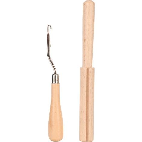 Crochet en Bois Courbé avec Coupe-Fil - Manche Lisse et Solide pour DIY et Artisanat (1/5)