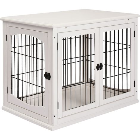 Cuccia trasportino per cani da interno in MDF e metallo bianco 81 x 58,5 x 66 cm (1/5)