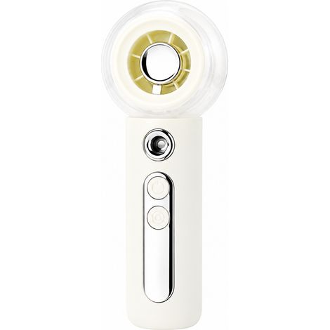 Ventilateur Portable de Main avec Brumisateur, Mini Brume Rechargeable USB 4 Vitesses, Turbo Blanc (1/5)