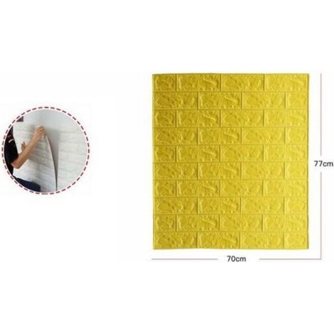 TrAdE Shop Traesio - Set 5 Pannelli Muro 3d Adesivo Parete Piastrelle Mattonelle Giallo Pannello 62680 -
