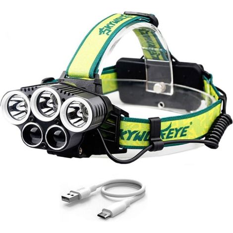 Projecteur de camping extérieur à 5 LED USB (lumière jaune-verte avec câble USB (3 lumières blanches + 2 lumières bleues)) (1/4)