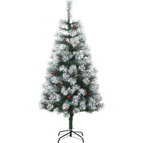 HOMCOM 5ft Christmas Xmas Tree Pine Look and Metal Stand Snow Gift 184 Tips (1/5)