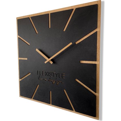 Große Wanduhr fürs Wohnzimmer, schwarz, ECO EXACT, 60 cm
