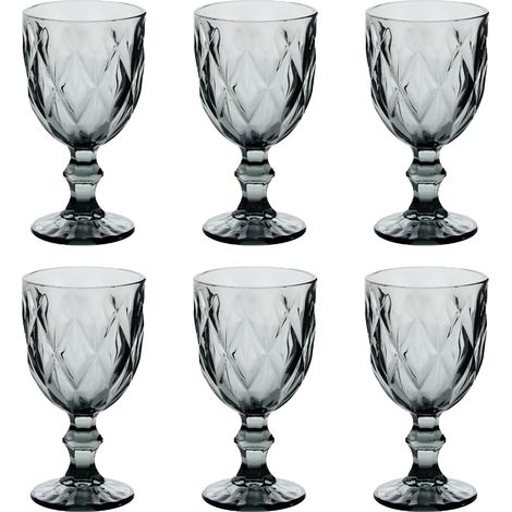 Lot de 6 Verres à Vin "Lea" 23cl Gris