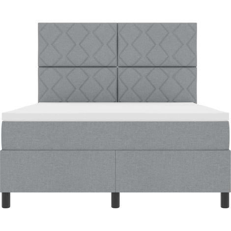 vidaXL Cama tipo Box Spring con colchón Gris claro 160 x 200 cm tela (1/5)