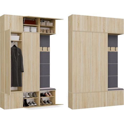 HAGA III 2Sz1W - 2x Armario + 1x Barra De Armario - estantes - 150x35x238 cm - ROBLE SONOMA (1/4)