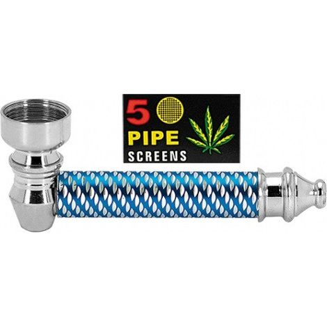 Tuyau métallique bleu avec crépines