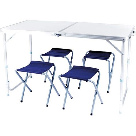 Mesa maleta con 4 sillas de aluminio 120x60x70cm - Cao