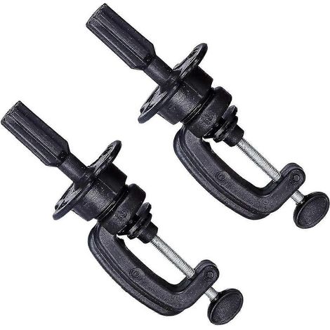 Lot de 2 supports de tête de mannequin réglables pour la formation, tête de mannequin d'exposition, support de fixation pour la formation en cosmétologie, pince de table, noir