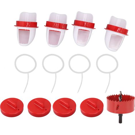 4 Pièces Mangeoire à Poule Anti-Pluie Alimentation Automatique par Gravité pour Seau et Abreuvoir Volaille (1/5)