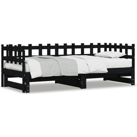 Maison Exclusive - Dormeuse Estraibile Nera 2x(90x190) cm Legno Massello di Pino