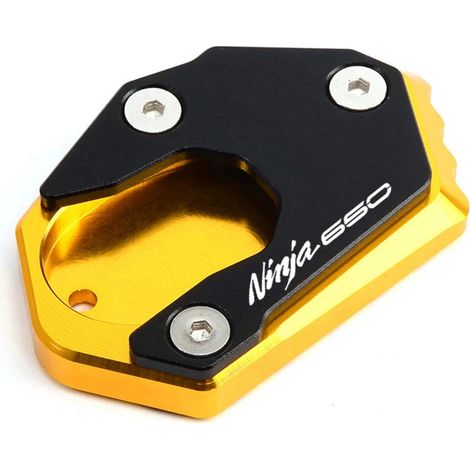 (Or) Compatible avec Kawasaki Ninja 650 (2017-2022-2024) - Accessoires moto : béquille latérale, extension, plaque de support - MaxPower (1/4)