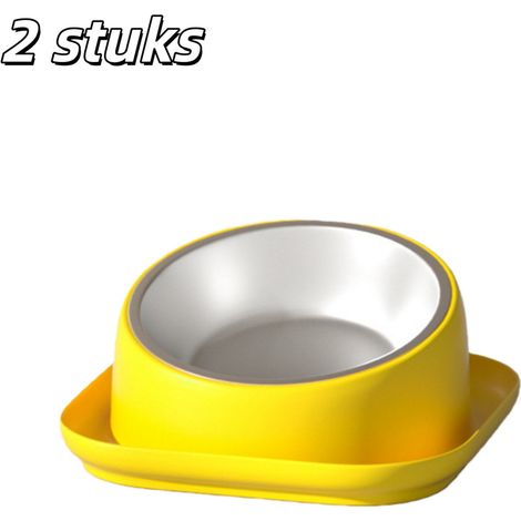 Lot de 2 bacs à litière pour chien et chat Antidérapant Bol en acier inoxydable Bac à litière double compartiment Ventouse Système anti basculement Convient aux chats et aux chiens Diamètre 18 8 cm Ha (1/5)