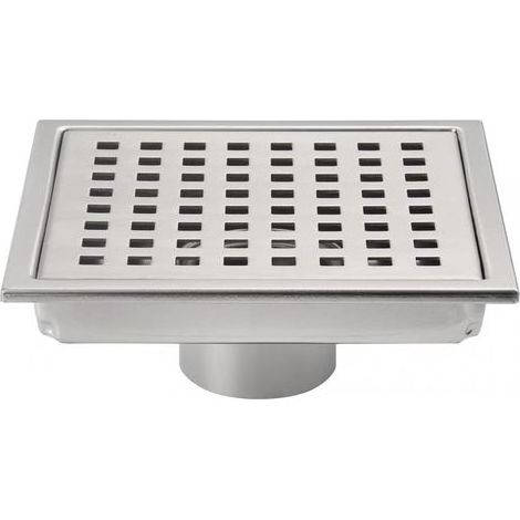 Inch Brushed Silver Square Shower Floor Drain, Grate with Removable Cover, SUS304 Stainless Steel (1/4)