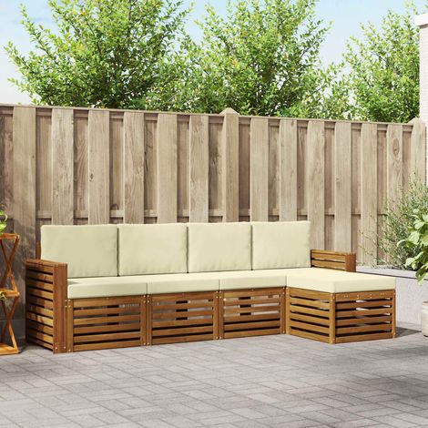 Sofagarnituren 5 pcs Natur und Creme Massivholz Akazie
