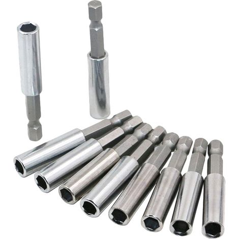 10PCS Porte Embout Magnetique, 10 mm 1/4" Hexagonal Douille Visseuse,longueurs 60mm