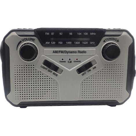 Notfallradio, Solar-Handkurbelradio mit USB-Ladefunktion und LED-Taschenlampen