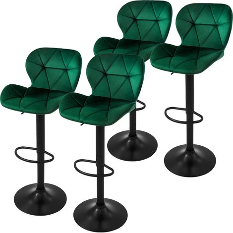 ML-Design Set di 4 Sgabelli da Bar Rivestimento in Velluto Verde Sedia da Bancone Regolabile in Altezza 59-79 cm Girevole a 360° Sgabello Alto da Cucina Sedie da Bistrot con Schienale e Poggiapiedi (1/5)