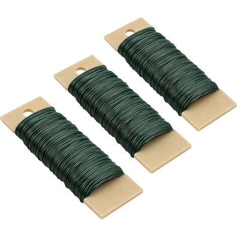 Lot de 3 fils de fer à fleurs flexibles pour travaux manuels, guirlandes et arrangements floraux Vert Calibre 22 100 m (1/5)