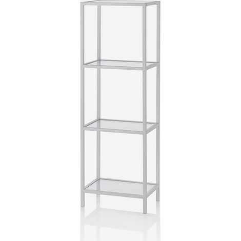 Raumsparendes Regal aus Metall und gehärtetem Glas Ken - Weiß