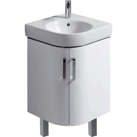 Meub. bas Geberit Renova Comp pour l-mains ang 2 portes 69x75.4-76.9x55 Blanc - GEBERIT 009917CBLBB (1/4)