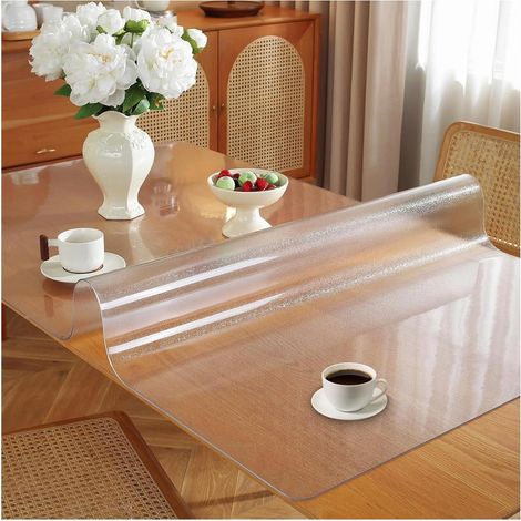 Film de table 90x180cm mat 1,5mm PVC avec bord biseauté, sous-couche protectrice découpable