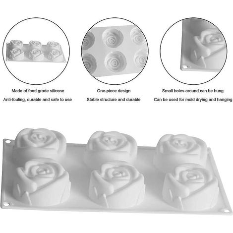 Moules à pâtisserie, moules en silicone en forme de roses 3D, moule à gâteau pour la Saint-Valentin, moule en silicone alimentaire (1/4)