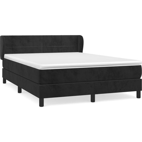 Sommier à lattes de lit avec matelas Noir 140x190 Velours (1/5)