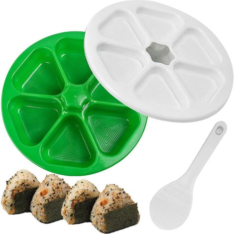 Moule À Onigiri Triangulaire 6 en 1 avec Cuillère À Riz Moule À Onigiri Antiadhésif pour Boulettes De Riz À Sushi Moule À Onigiri Réutilisable pour Bento Flocons D'algues (1/5)