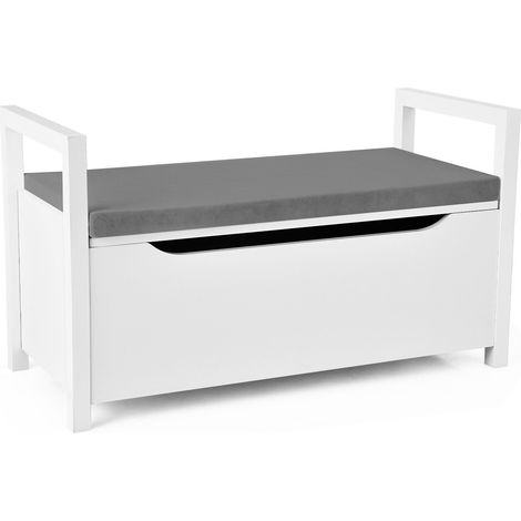 2 IN1 Wooden Shoe changing Bench Shoe Storage Cabinet Organizer Padded Seat (1/5)