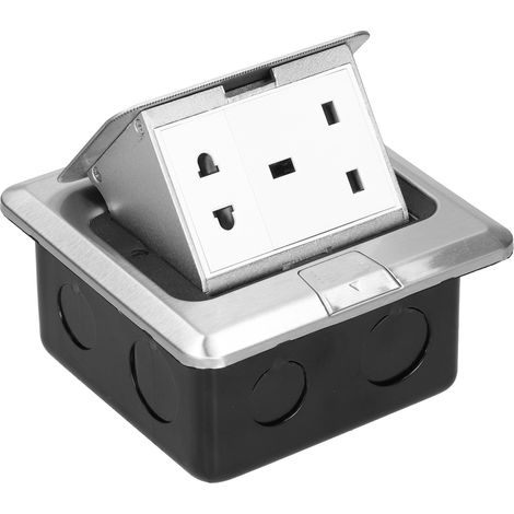 Prise électrique de sol escamotable en acier inoxydable, norme britannique, 2 trous, 250 V, 13 A (1/5)