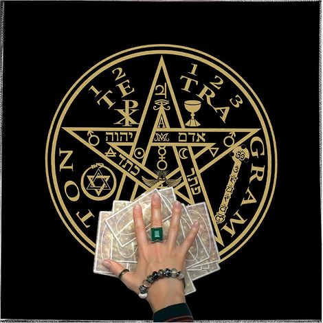 Nappe de tarot en velours luxueux, nappe mystique pour la lecture des cartes de tarot, grilles de cristaux, 50 x 50 cm (1/5)