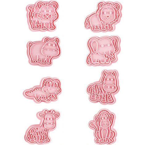 Emporte-pièce Animal - Avec Poussoir pour Biscuit et Pâte à Sucre - 8 Pièces - Girafe Zèbre Lion Éléphant (1/5)