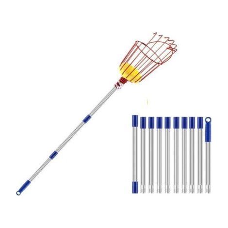 QORVA-Perche Cueille Fruit Telescopique 4 M, Cueilleur de Fruits avec Manche Telescopique, Fruit Picker Peigne à Olive Peigne pour Ramasser Les Olives, Pommes, Poires, Pêches, Avocats (1/4)