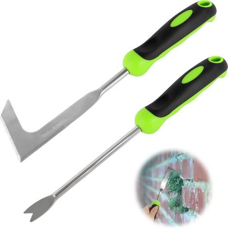 Set of 2 weed scrapers with long handles. For the garden. For removing weeds and moss. (1/5)
