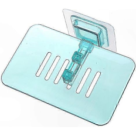 Porte-savon double couche avec porte-éponge mural, accessoire de salle de bain auto-adhésif, sans perçage. (1/5)