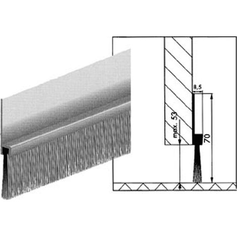 Ellen Dichtungsbürste IBS 70 Alu 2,5 Meter Gesamthöhe 70 mm, Bürstenhöhe 30 mm